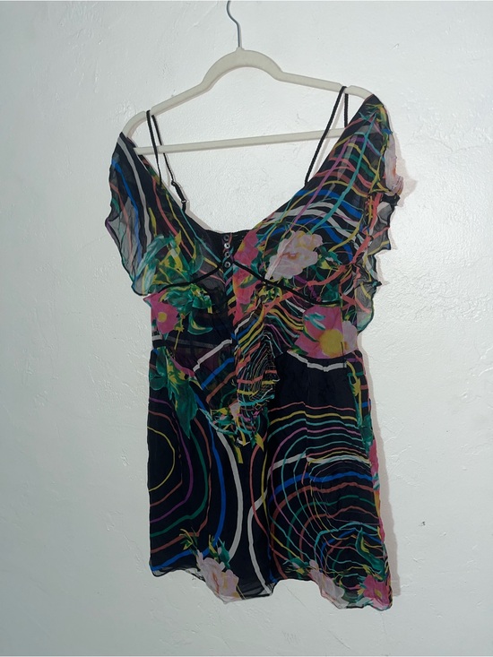 Ark & Co Dresses & Skirts - 100% Silk Mini Dress Abstract Ark & Co Multicolor Ruffled Chiffon Whimsical Fun